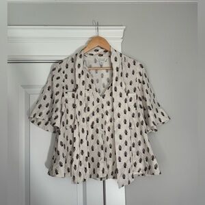 Banana Republic Viscose-Linen Tie-Neck top